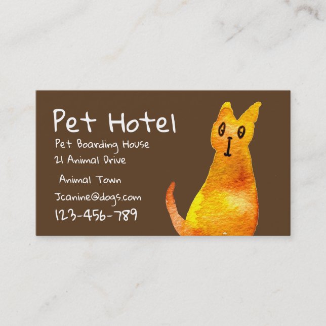 Pet Hotel Boarding Cat Art beruflich Visitenkarte (Vorderseite)