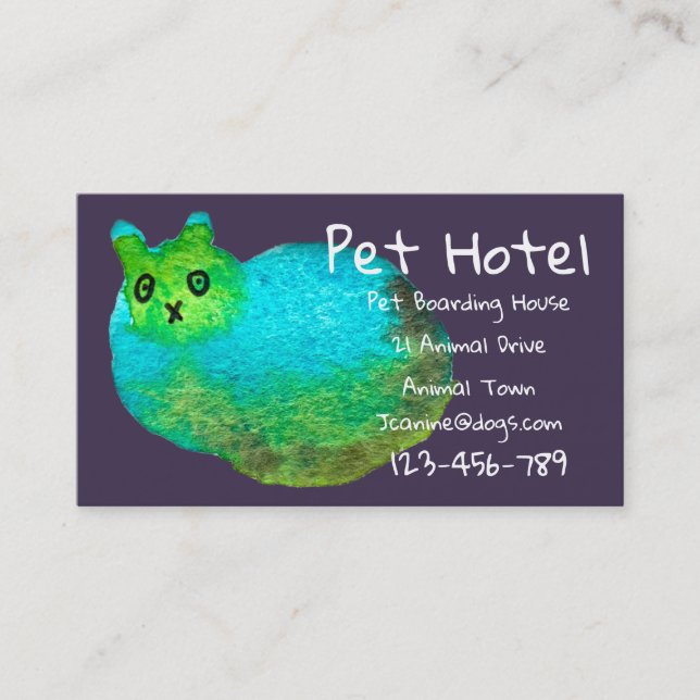 Pet Hotel Boarding Cat Art beruflich Visitenkarte (Vorderseite)