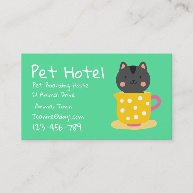 Pet Hotel Boarding Zwinger beruflich Visitenkarte (Vorderseite)