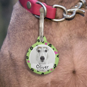 Pet-Hund Benutzerdefinierter Foto Name Paw druckt Haustiermarke