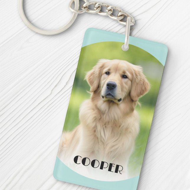 Pet-Hund Foto leicht Aqua-blaue gerundete Ränder N Schlüsselanhänger (Von Creator hochgeladen)