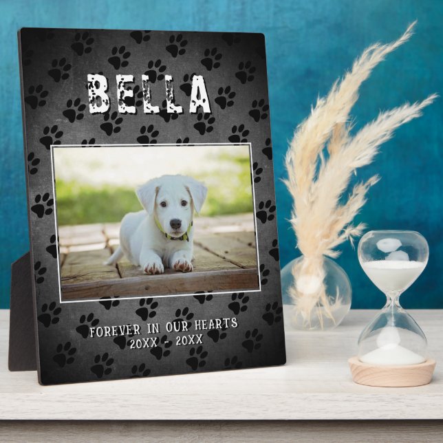 Pet Hund Memorial Paw druckt Chalkboard-Foto Fotoplatte (Seite)