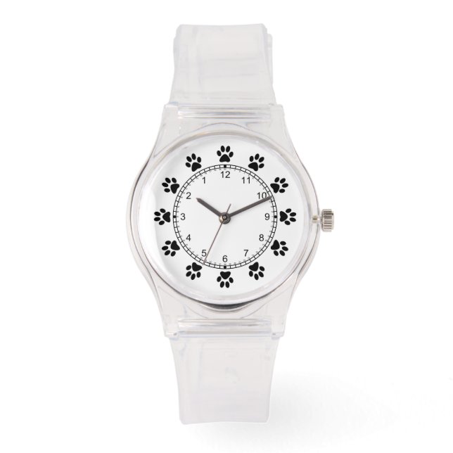 Pet Hund Pfoten Pink mädchenhaft Armbanduhr (Vorderseite)