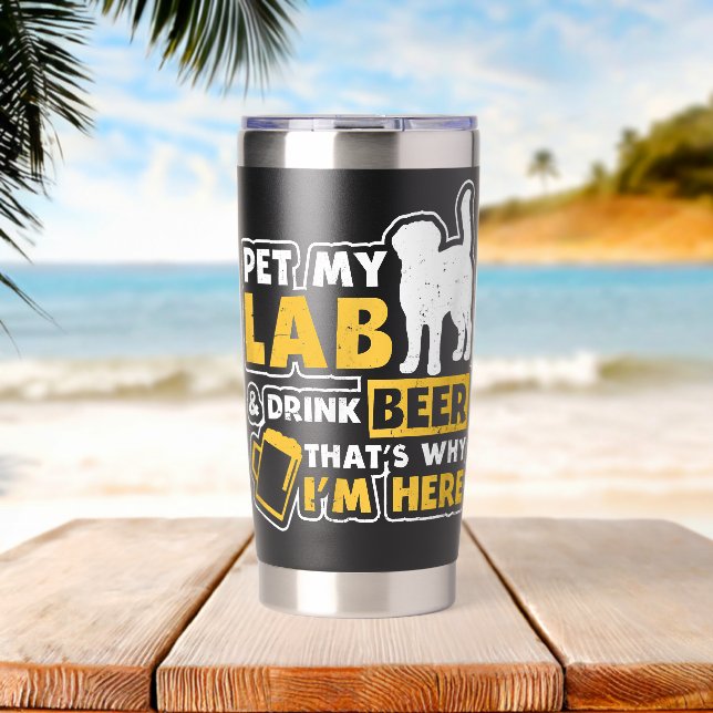 Pet Lab Trinke Bier Design Black Labrador Thermobecher (Strand (gedreht))