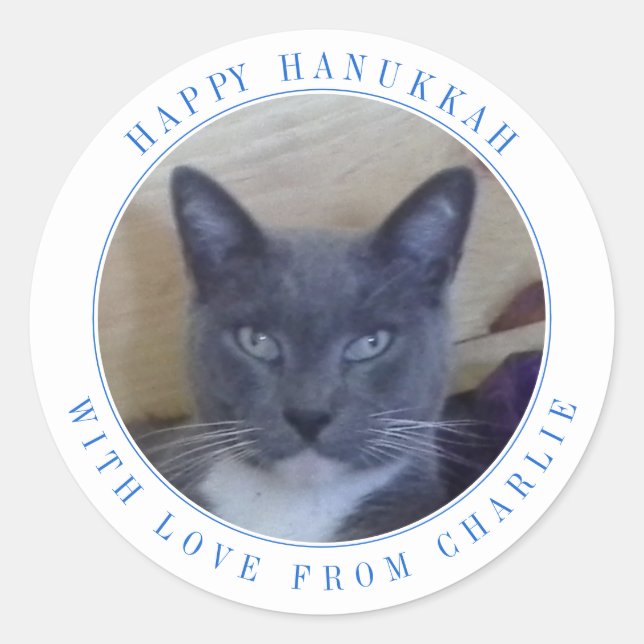 PET LIEBE Große runde Hanukkah Stickers (Vorderseite)
