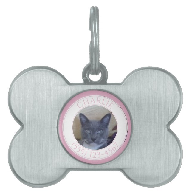 PET-LIEBE Knochenstück-Tag/Rosa Tiermarke (Vorderseite)