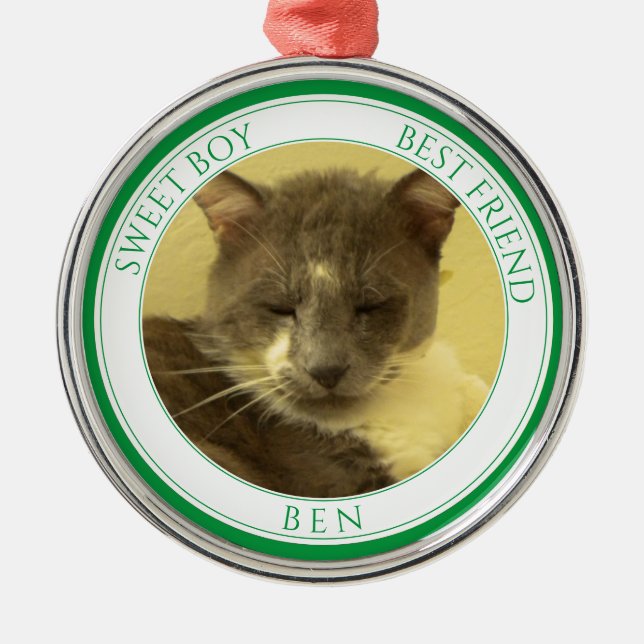 PET LIEBE Premium Runder Ornament + Text / Grün Aus Metall (Vorne)