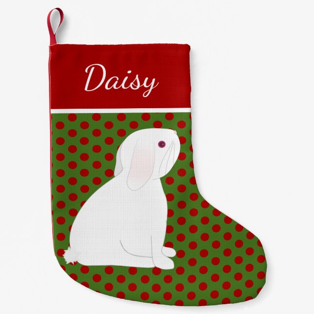 Pet Lop Ohr Weiße Kaninchen Personalisierte Weihna Kleiner Weihnachtsstrumpf (Vorderseite)