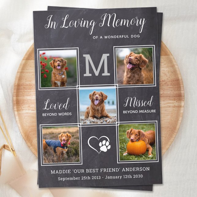 Pet Loss 5 Foto Personalisieren Hunde-Memorial-Bei Dankeskarte (Von Creator hochgeladen)