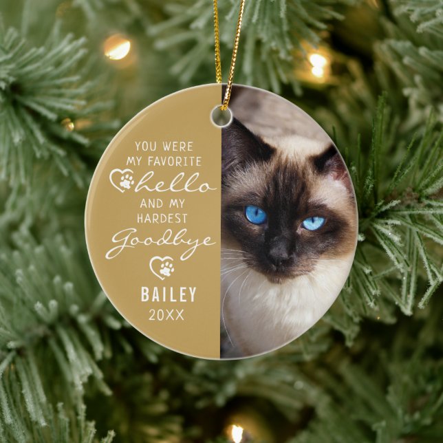 Pet Loss Beileid Cat Memorial Foto Keepake Keramik Ornament (Baum)