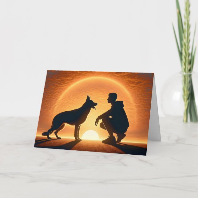 Pet Loss Boy and Dog Karte (Vorderseite)