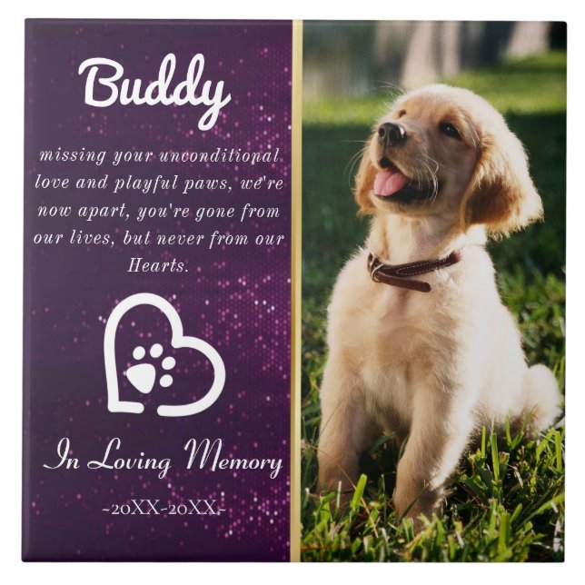 Pet Loss Memorial Hund | Cat Beileid Keramik Tile Fliese (Vorderseite)