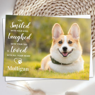 Pet Loss Modernes Foto Personalisierter Hund Geden Dankeskarte