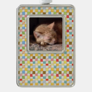 PET LOVE Gerahmter vertikaler Schmuck / Quilt Rahmen-Ornament Silber