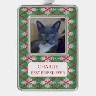 PET LOVE Rahmen-Ornament Vert + Text / Weihnachten Silber