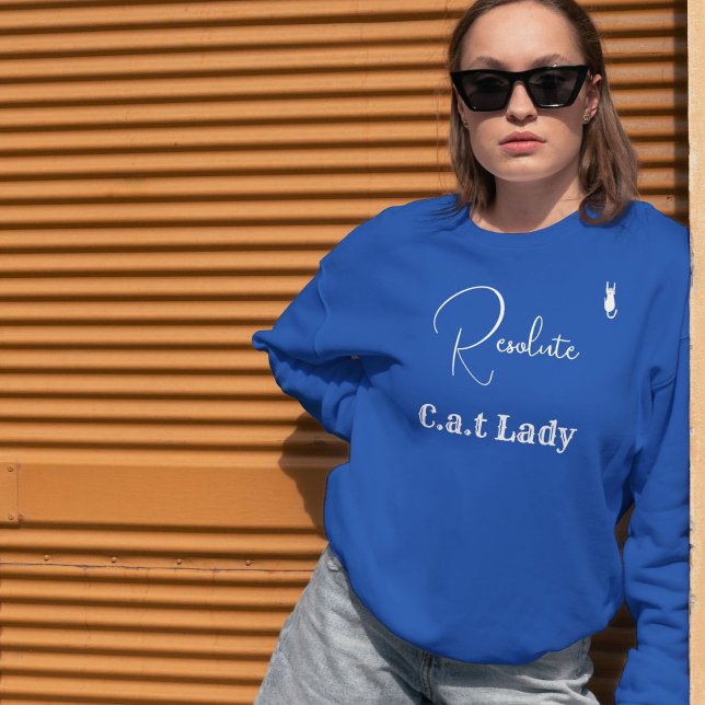 Pet Lover Blue And White Script Customized Cat Mom Sweatshirt (Von Creator hochgeladen)