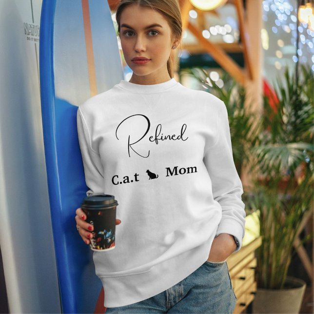 Pet Lover Customize Script Black And White Cat Mom Sweatshirt (Von Creator hochgeladen)