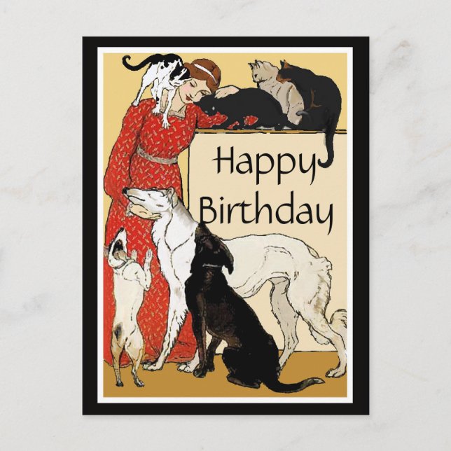 Pet Lover Happy Birthday Postkarte (Vorderseite)