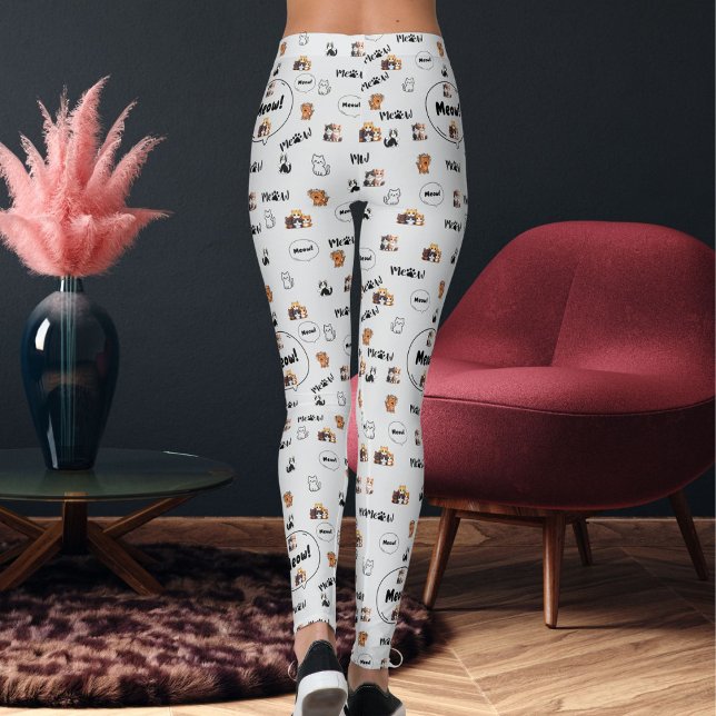 Pet Lover Light Grey Kitty Feline Meow Cat Pattern Leggings (Von Creator hochgeladen)