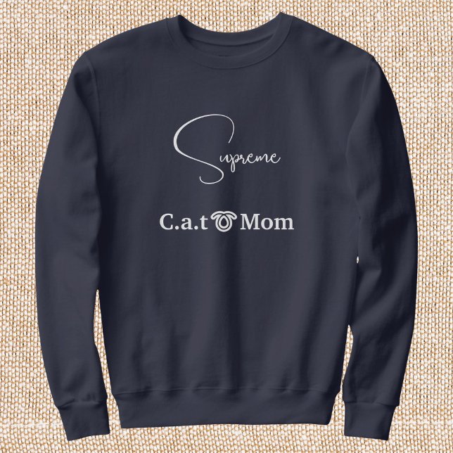 Pet Lover Navy Blue White Script Custom Cat Mom  Sweatshirt (Von Creator hochgeladen)