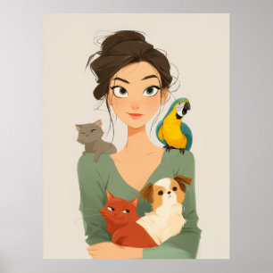Pet Lover's gemütliches Portrait Poster