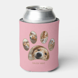 Pet Lovers Gold Paw Print Name Collage Rosa Dosenkühler