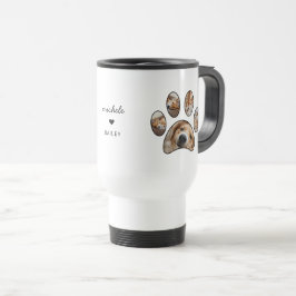 Pet Lovers Paw Print Custom Name Photo Collage Reisebecher