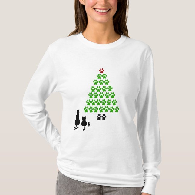 Pet Lover's Weihnachtsbaum T-Shirt (Vorderseite)