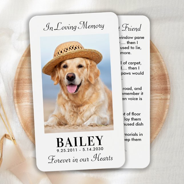 Pet Memorial Best Friend Hund Foto Gebetskarte (Von Creator hochgeladen)
