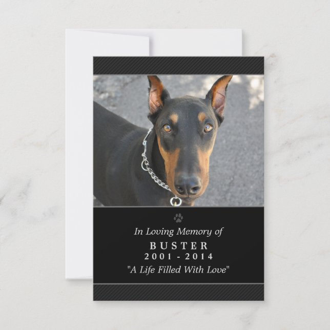 Pet Memorial Card 3.5 "x5" Schwarz - Gott sah Sie  Einladung (Vorderseite)