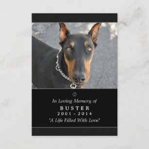 Pet Memorial Card 3.5 "x5" Schwarzes modernes Foto Einladung