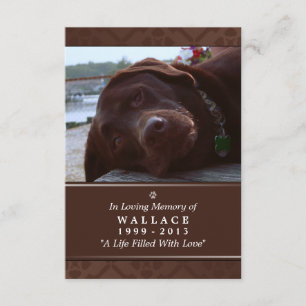 Pet Memorial Card 3.5" x 5" - Dunkelbraunes Foto Einladung