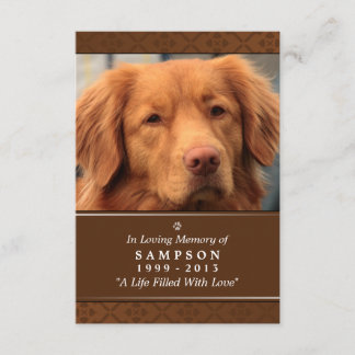 Pet Memorial Card 3.5" x 5" - Mittleres braunes Fo Einladung