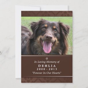 Pet Memorial Card 5"x7" Dunkelbraun - Hausfrau Ankündigung