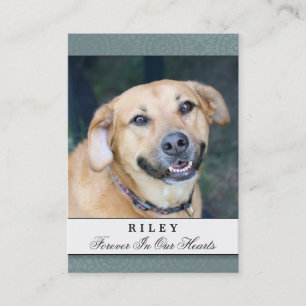 Pet Memorial Card Aquamarin - Gedicht Visitenkarte