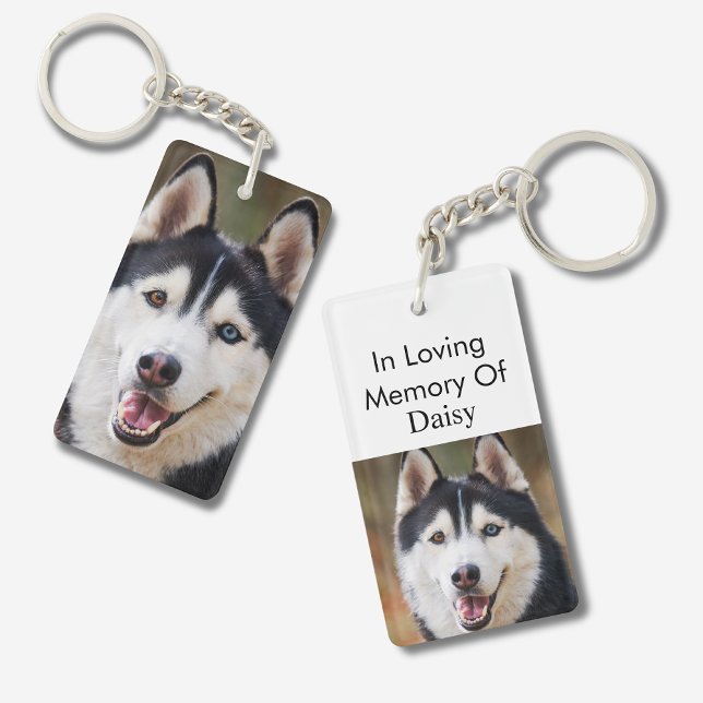 Pet Memorial Custom Dog Photo In Loving Memory Of  (In loving memory of keychain)