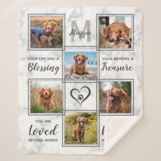 Pet Memorial Einmaliges Foto Collage Sherpadecke (Vorderseite)