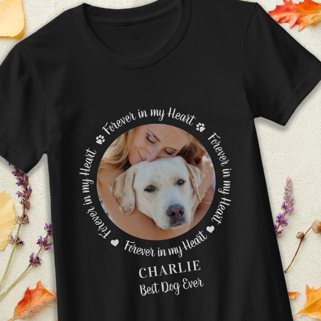 Pet Memorial Forever Herz Personalisiertes Foto T-Shirt (Von Creator hochgeladen)