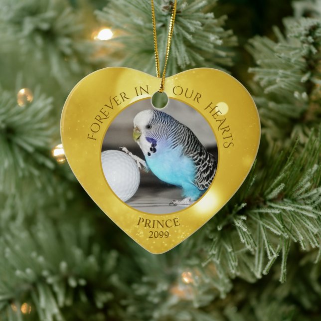 Pet Memorial FOREVER IN UNSEREM HERZEN Foto Keepak Keramik Ornament (Baum)