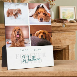 Pet Memorial Forever Loved Elegante 4 Foto Collage Fotoplatte
