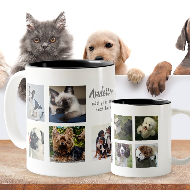 Pet Memorial FOTO COLLAGE Geschenk - TEXT hinzufüg Zweifarbige Tasse (Von Creator hochgeladen)