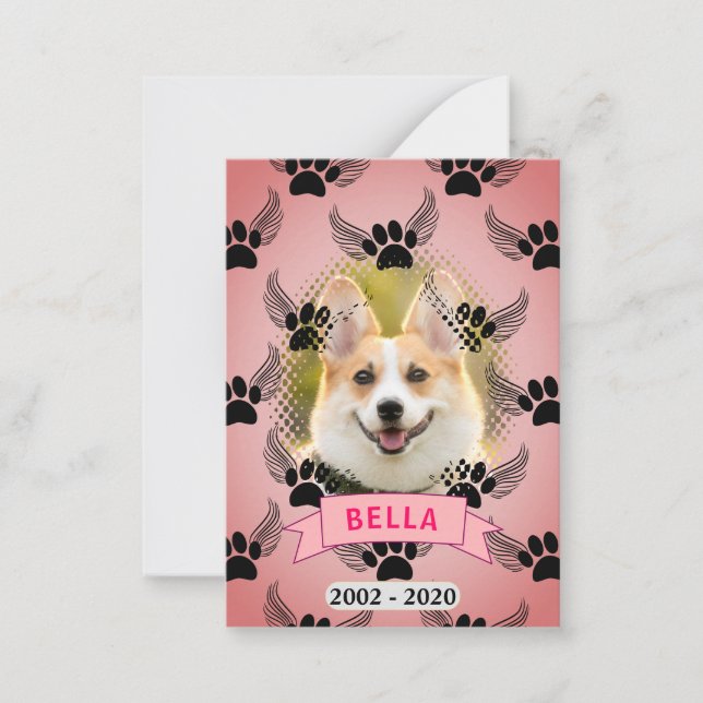 Pet-Memorial für Hunde mit benutzerdefiniertem Ros Mitteilungskarte (Vorderseite)