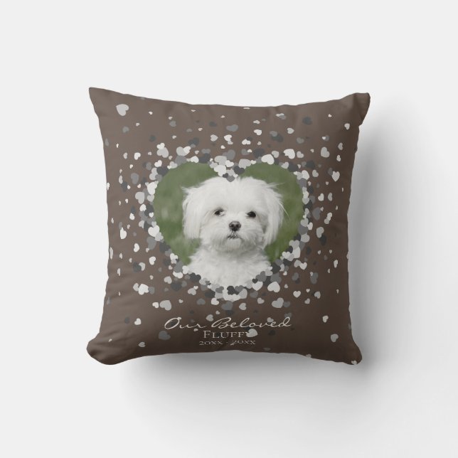 Pet Memorial Heart Confetti Neutral Kissen (Vorderseite)