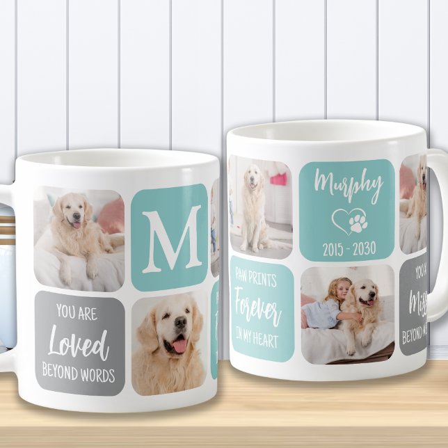 Pet Memorial Hund Loss Moderne Pastel FotoCollage Kaffeetasse (Von Creator hochgeladen)