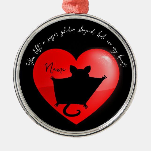 Pet-Memorial Keepake-Zucker-Gleiter Ornament Aus Metall (Vorne)
