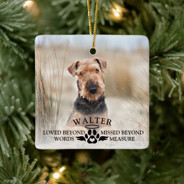 Pet Memorial Loved Beyond Words Keepake Dog Foto Keramikornament (Baum)