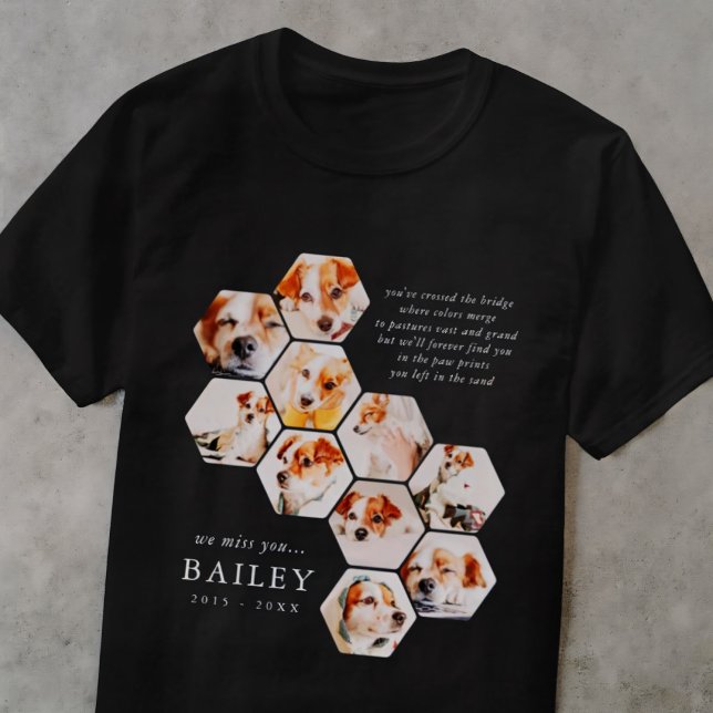 Pet Memorial Modern Simple 10 Foto Collage T-Shirt (Von Creator hochgeladen)