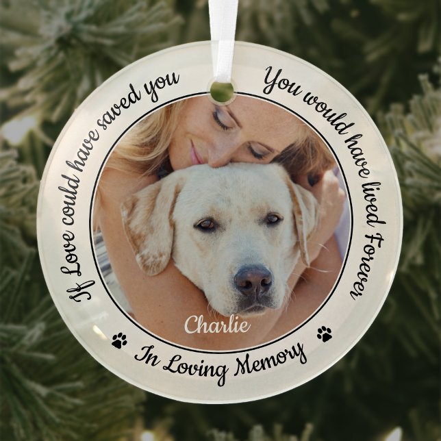 Pet Memorial Modernes Beileid Keepake Dog Foto Ornament Aus Glas (Von Creator hochgeladen)