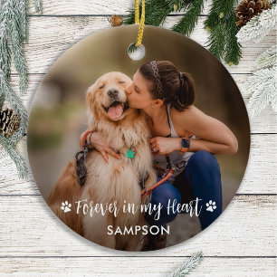 Pet Memorial Personalisiert 2 Foto Paw Prints Keramik Ornament