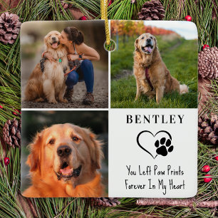 Pet Memorial Personalisiert 3 Fotos Paw Prints Keramikornament